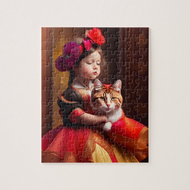Puzzle Belle Petite Fille Avec Chat (Vertical)
