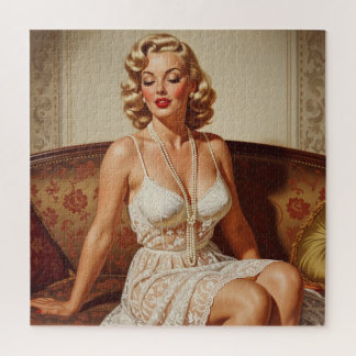 Puzzle Belle pin-up blonde art des années 50