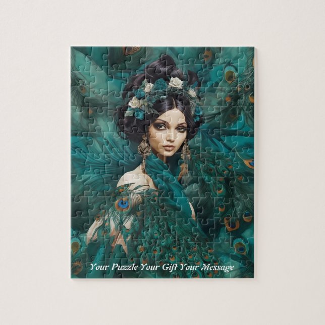 Puzzle Belle robe de paon Boho femme (Vertical)