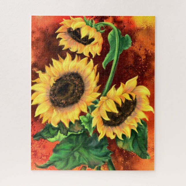 Puzzle Belle Trois Tournesols - Art Peinture Mignée (Vertical)