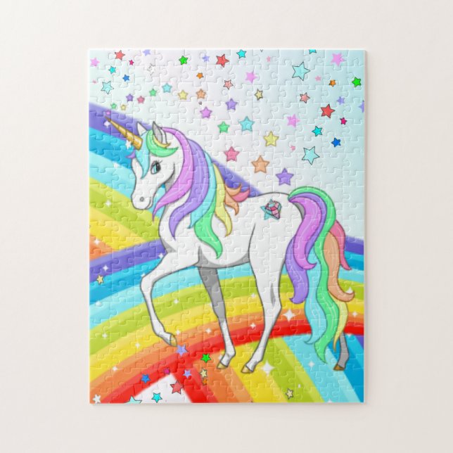 Puzzle Belle Unicorne, Arc-en-ciel & Étoiles Jigsaw Puzzl (Vertical)