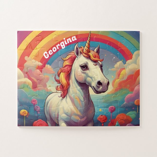 Puzzle Belle Unicorne Vintage Personnalisée (Horizontal)
