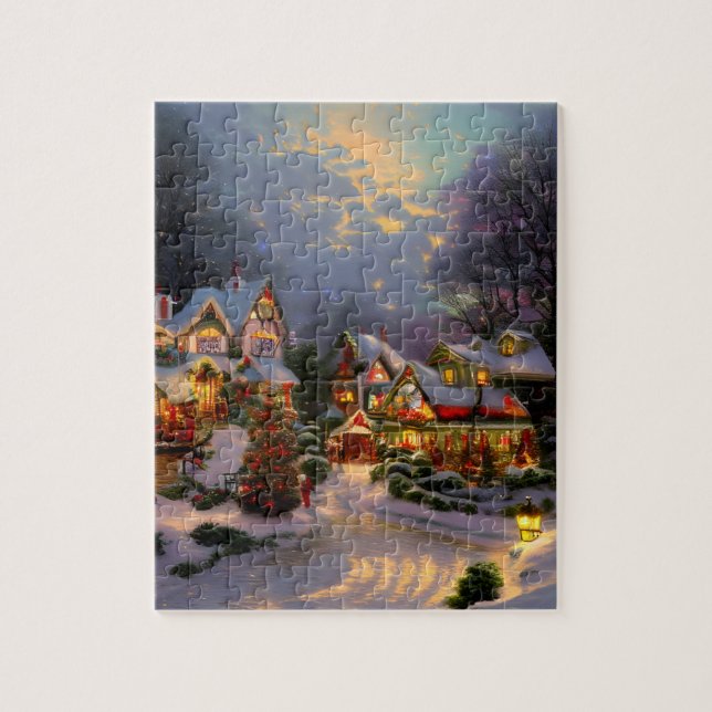Puzzle Belle ville Vintage fêtant Noël (Vertical)