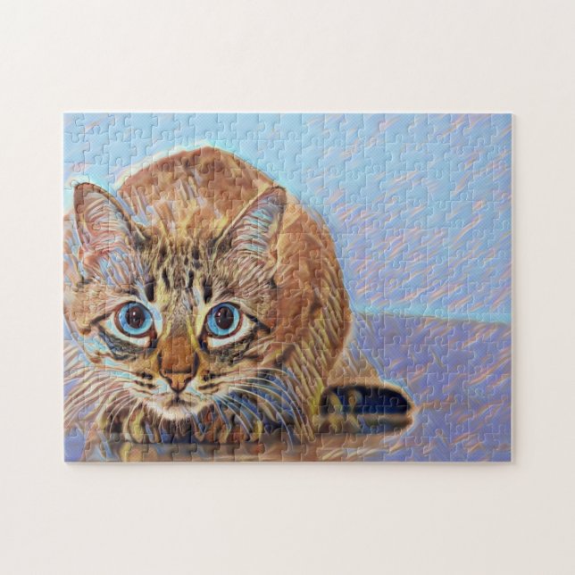 Puzzle Belles couleurs de chats mais et violet (Horizontal)