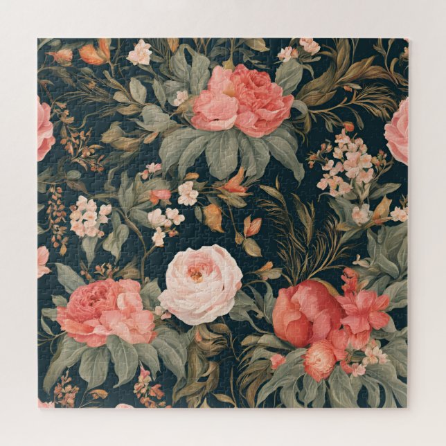 Puzzle Belles fleurs de rose florales vintage (Horizontal)