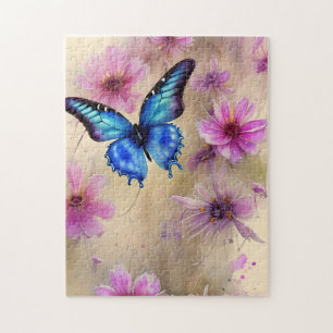 Puzzle Belles fleurs et papillon