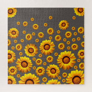 Puzzle Belles fleurs jaunes sur arrière - plan gris