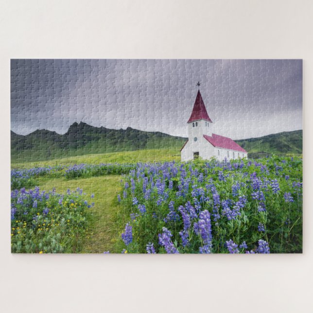 Puzzle Belles fleurs Vielle église Vic Travel Islande (Horizontal)