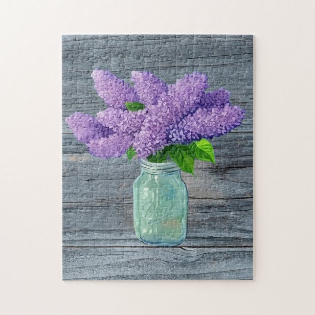 Puzzle Belles Lilacs En Mason Jar Rustique (Vertical)