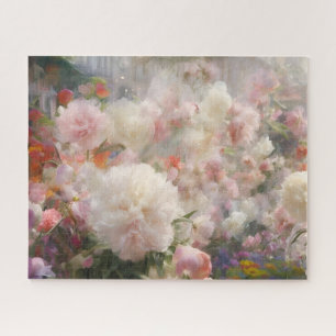 Puzzle Belles pivoines blanches et roses, peinture à l'aq