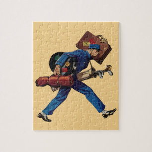 Puzzle Bellhop vintage en Uniform, Suitcase et Golf Club