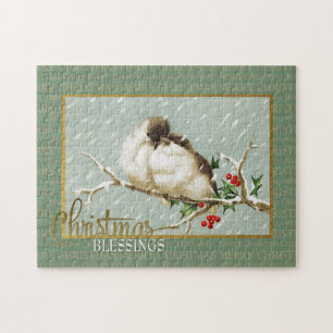 Puzzle Bénédictions de Noël SnowBirds Reproduction Vintag