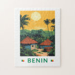 Puzzle Bénin Sunset Illustration Voyage Art Vintage<br><div class="desc">Design vectoriel du Bénin. Le Bénin, nation d'Afrique de l'Ouest riche en culture, est connu pour son héritage vaudou, ses palais royaux historiques et ses paysages variés.</div>