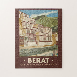 Puzzle Berat Albanie Illustration Voyage Art Vintage