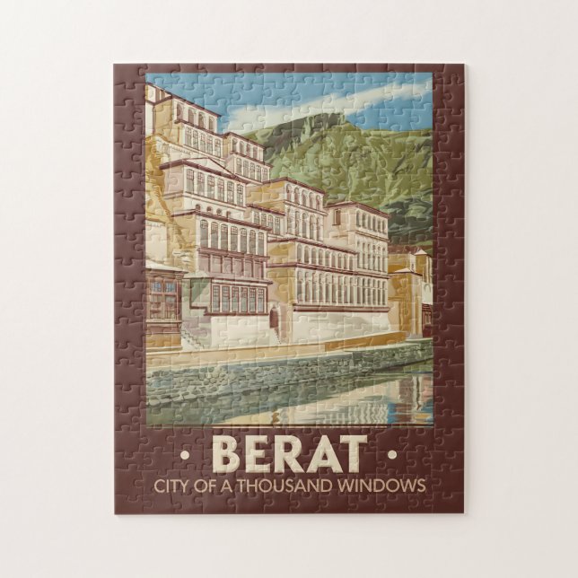 Puzzle Berat Albanie Illustration Voyage Art Vintage (Vertical)