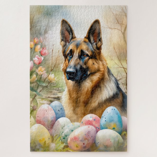 Puzzle Berger Allemand avec des œufs de Pâques (Vertical)