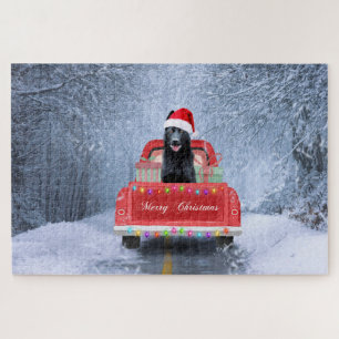 Puzzle Berger allemand dans la neige assis à Noël 