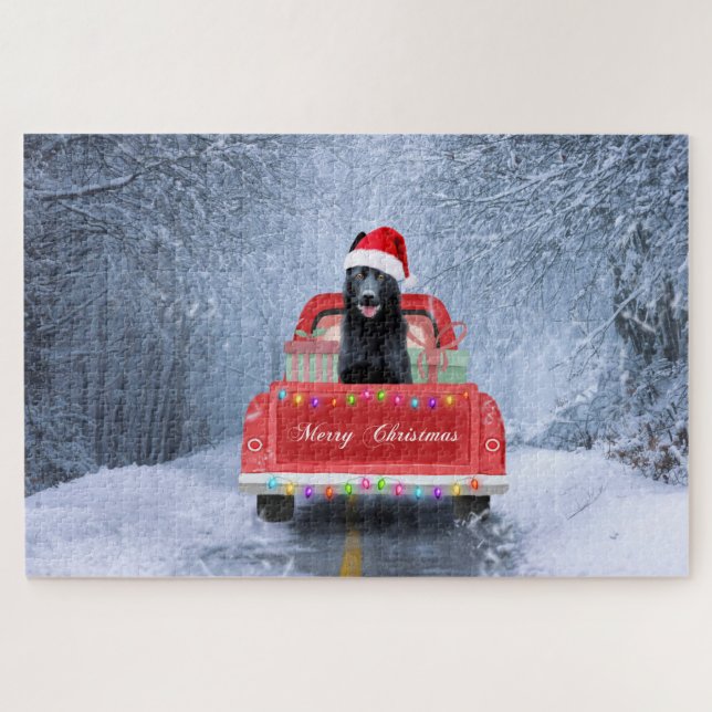 Puzzle Berger allemand dans la neige assis à Noël  (Horizontal)