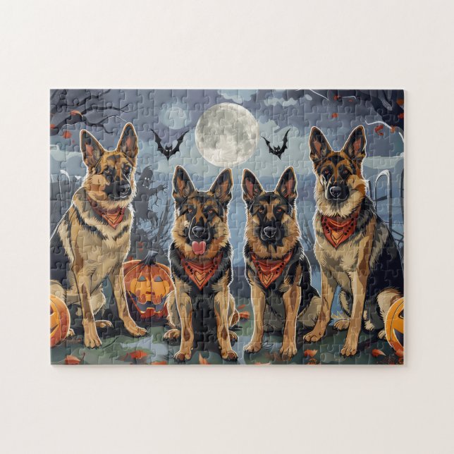 Puzzle Berger allemand Halloween Éffrayant (Horizontal)