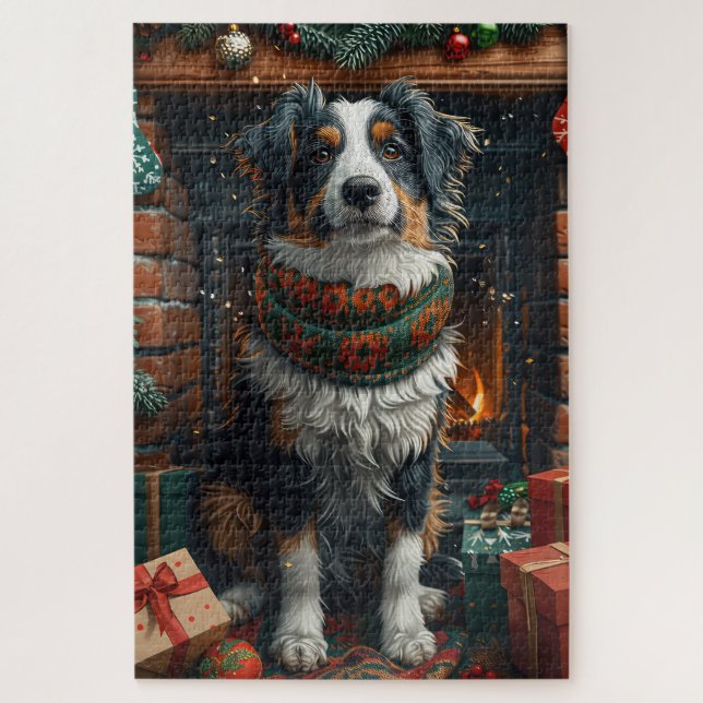 Puzzle Berger Australien avec des cadeaux de Noël Cheminé (Vertical)