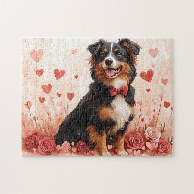Puzzle Berger Australien avec des roses - Saint-Valentin  (Horizontal)