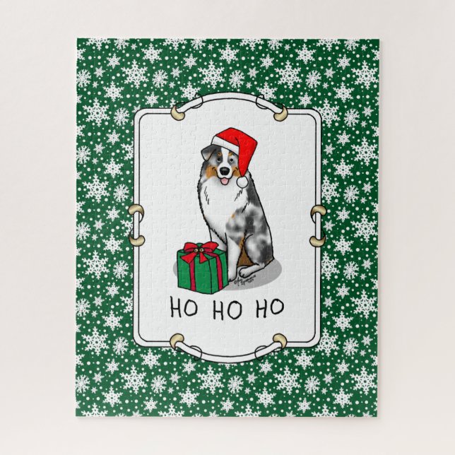 Puzzle Berger australien de Noël (bleu merle tan/w 1) (Vertical)