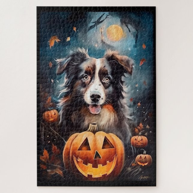 Puzzle Berger Australien d'Halloween avec citrouilles Épo (Vertical)