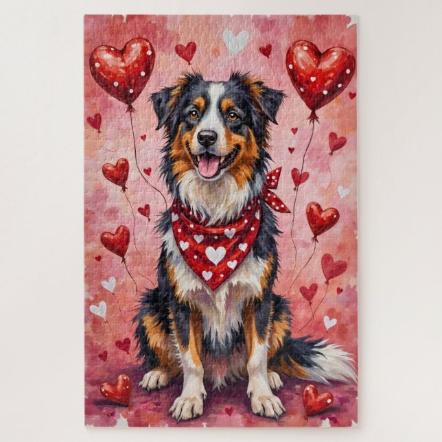 Puzzle Berger Australien Saint-Valentin Chien Art avec de (Vertical)