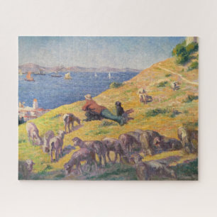 Puzzle Berger avec son mouton regardant la mer