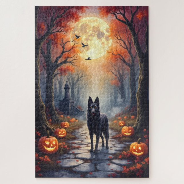 Puzzle Berger belge Art Halloween forêt gothique (Vertical)