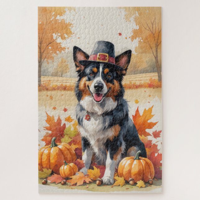 Puzzle Berger Belge Dans L'art De Thanksgiving Aux Feuill (Vertical)
