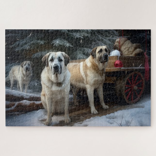 Puzzle Berger d'Anatolie Noël Traîneau Décor Noël (Horizontal)