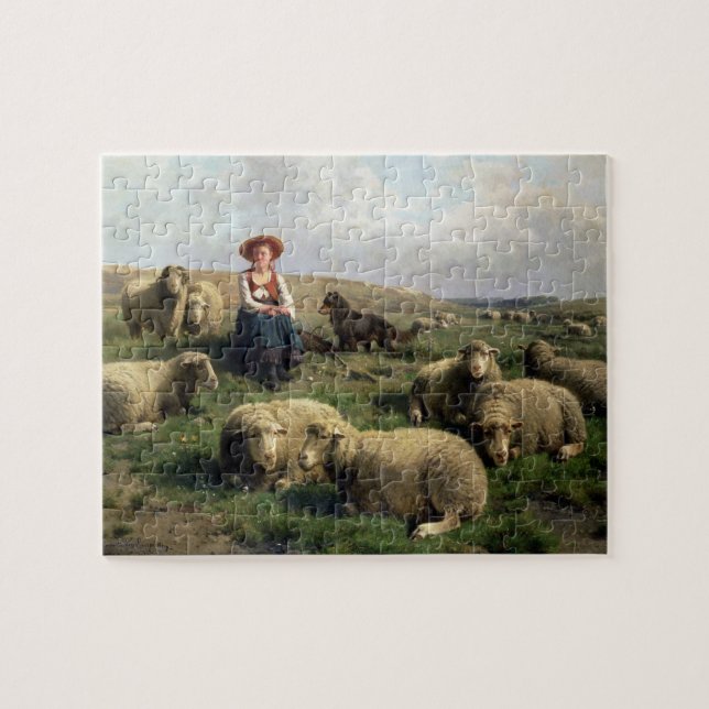 Puzzle Bergère avec des moutons dans un paysage (Horizontal)