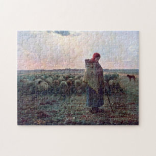 Puzzle Bergère avec son troupeau, Jean-François Millet