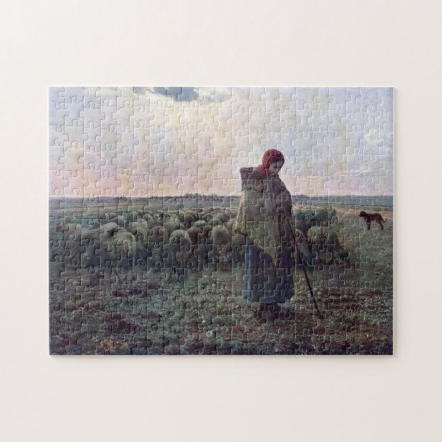 Puzzle Bergère avec son troupeau, Jean-François Millet (Horizontal)