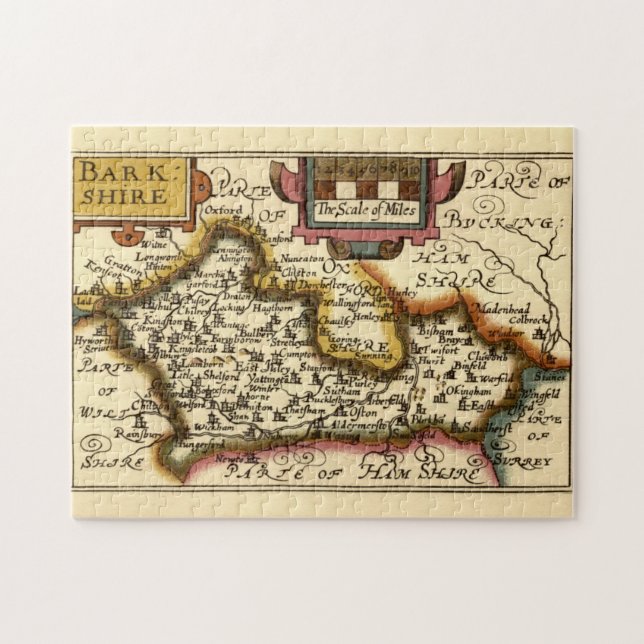 Puzzle Berkshire Barkshire Comté Angleterre Carte Antiqua (Horizontal)