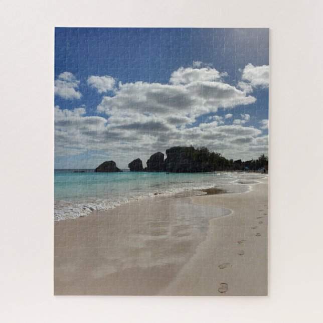 Puzzle Bermudes Beach Empreintes Turquoise Océan (Vertical)