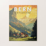 Puzzle Berne Suisse Travel Art Vintage<br><div class="desc">Conception de voyage vectoriel rétro Bern. Berne,  capitale de la Suisse,  est construite autour d’un ruisseau dans l’Aare.</div>