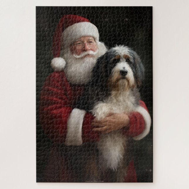 Puzzle Bernedoodle avec le Père Noël Festif Noël  (Vertical)
