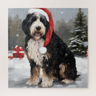 Puzzle Bernedoodle Chien dans Noël de neige