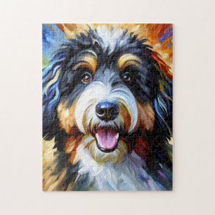 Puzzle Bernedoodle Chien Portrait Acrylique Art Print Chi