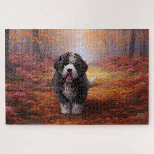 Puzzle Bernedoodle dans les feuilles d'automne Inspire