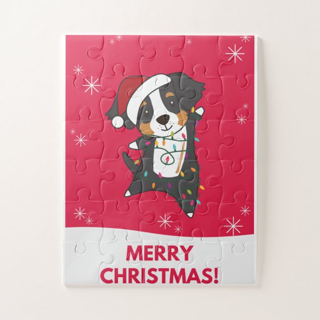Puzzle Bernese Joyeux Noël Joyeux Chiens de Noël (Vertical)