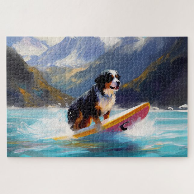 Puzzle Bernese Mountain Beach Surf Paining (Horizontal)