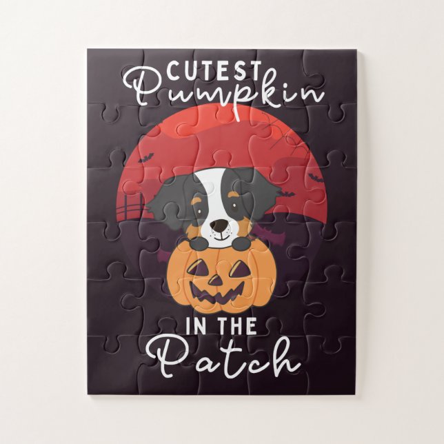 Puzzle Bernese Mountain Dog Citrouille Cutest Dans Le Pat (Vertical)