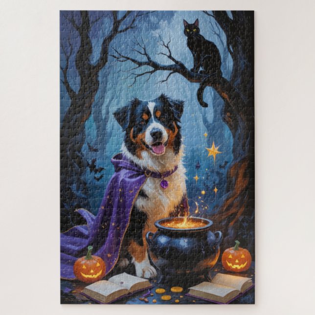 Puzzle Bernese Mountain Dog peinture Whimsical Halloween (Vertical)