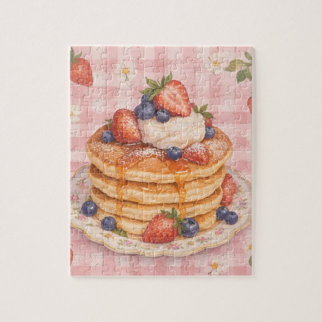 Puzzle Berry Sweet Stack : crêpes à la fraise et myrtille (Vertical)