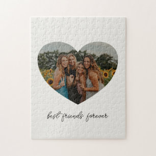 Puzzle Best Friends Forever BFF Custom Heart Photo Blanc