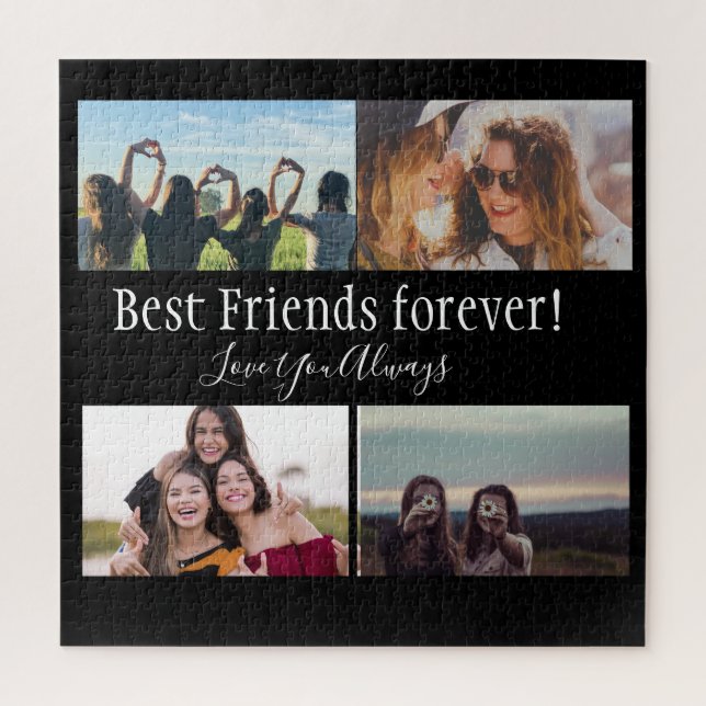 Puzzle Best Friends Forever, BFF, Photo Collage noir  (Vertical)