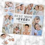 Puzzle Best Mom Photo Collage<br><div class="desc">Personalized "Best Mom Ever" Jigsaw Puzzle with Photo Collage. This fun and stylish jigsaw puzzle is a sweet way to showcase cherished memories. The design features space for eight photos, arranged in a border around the edge while keeping the focus on the meaningful text in the center. At the center,...</div>